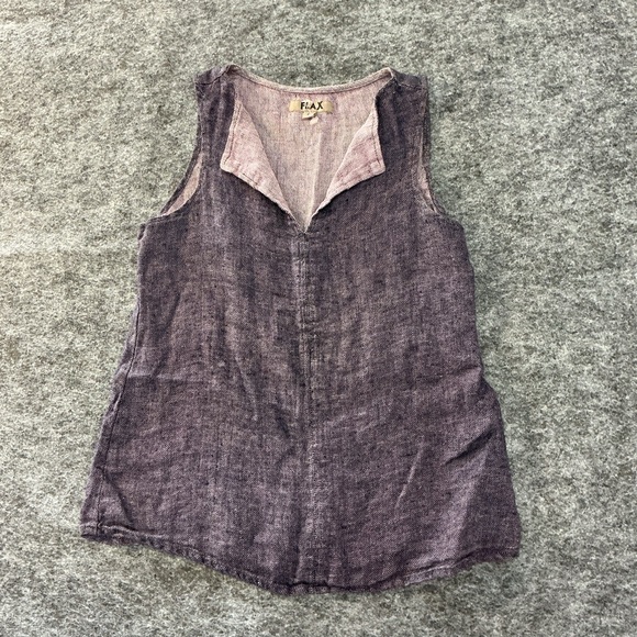 Flax Tops - Flax Natural Linen Boho Lagenlook Purple Women's Sleeveless Tank Top Size P